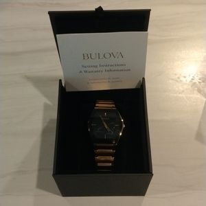 40mm Men's Bulova Futuro Watch with Black Dial and Yellow Gold-tone Bracelet